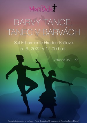 Plakát k závěrečnému vystoupení 2022: Barvy tance, tanec v barvách